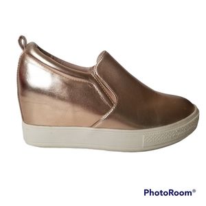 STEVE MADDEN Rose Gold Wedge Slip On Sneaker
